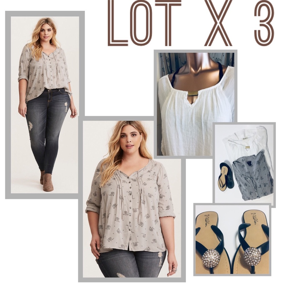 TORRID LOTx3 Plus Sz 1X Blouse + Dress & Sandals